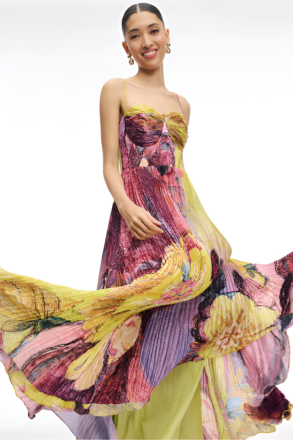 Multicolored Ikat Print Maxi Dress