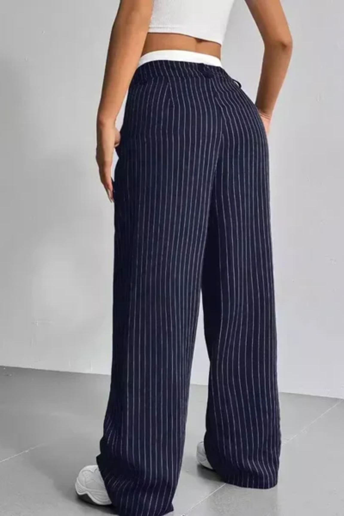 Striped Pockets Wide Leg Pants