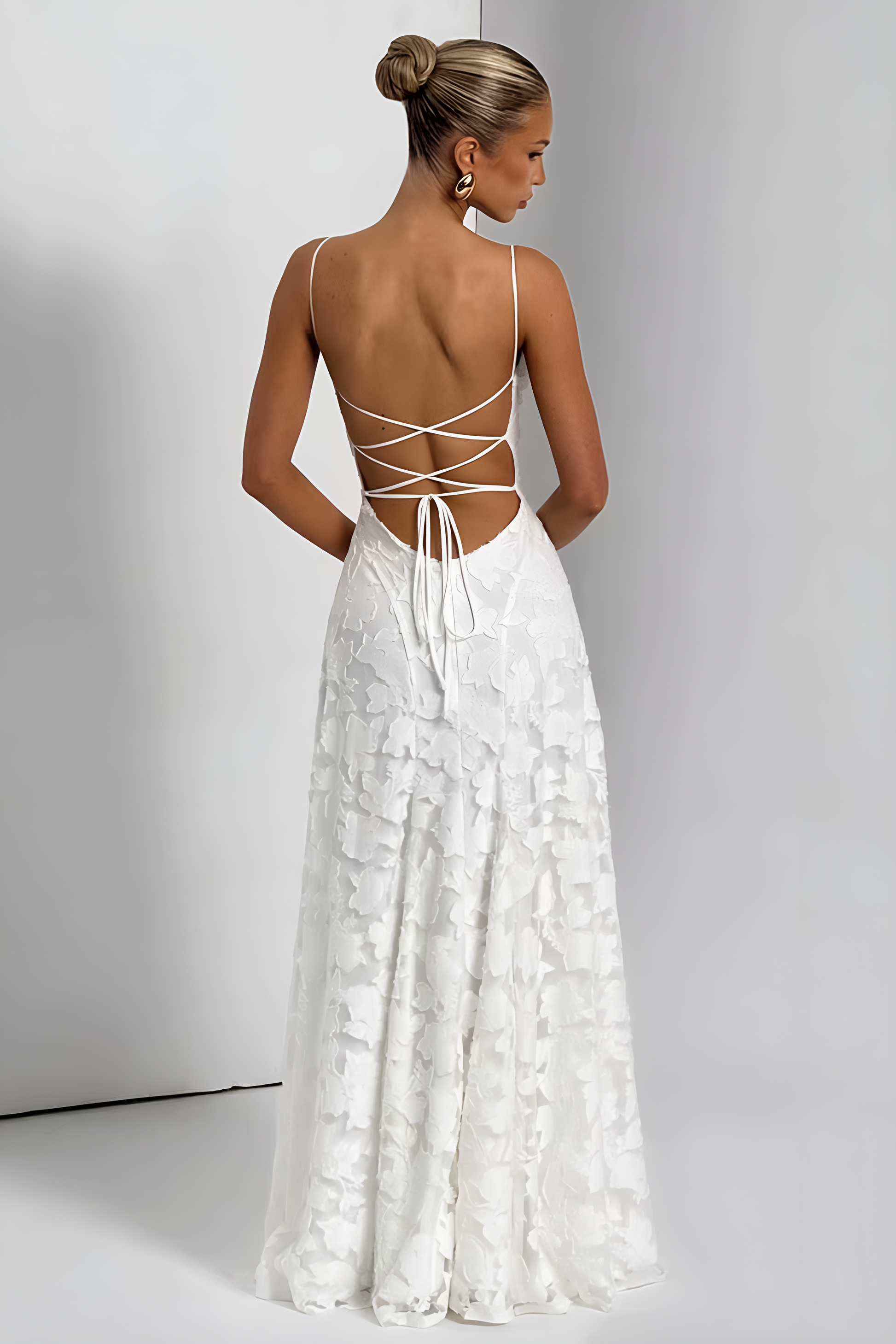 Floral Lace Spaghetti Strap Maxi Dress