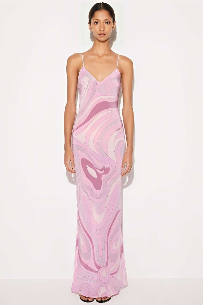Marmo Printed Satin Maxi Dress