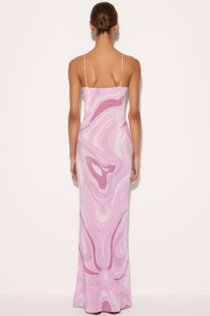 Marmo Printed Satin Maxi Dress