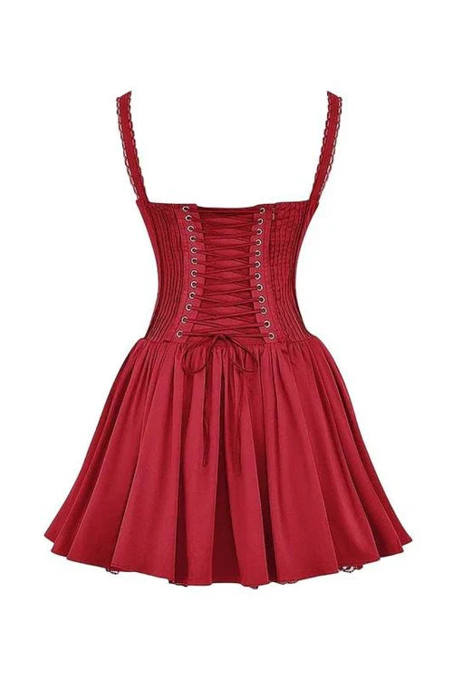 Lace Corset Mini Puff Dress