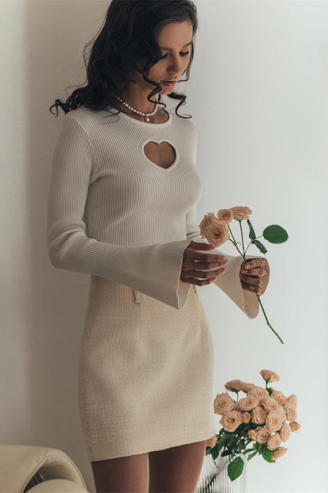 Heart Cut-Out Knit Top